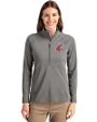 Washington State Cougars Cutter & Buck Adapt Eco Knit Stretch Recycled Womens Half Zip Pullover Elemental Grey Front