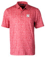 Nebraska Cornhuskers Cutter & Buck Pike Constellation Print Stretch Mens Polo Red Mannequin