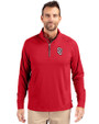 St Johns Red Storm Cutter & Buck Adapt Eco Knit Stretch Recycled Mens Quarter Zip Pullover Red Front