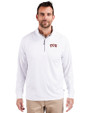TCU Horned Frogs Cutter & Buck Adapt Eco Knit Stretch Recycled Mens Quarter Zip Pullover White Front