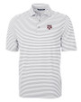 Texas A&M Aggies Cutter & Buck Virtue Eco Pique Stripe Recycled Mens Polo Polished Medium Gray Mannequin