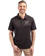 Virginia Tech Hokies Cutter & Buck Virtue Eco Pique Tile Print Recycled Mens Polo Black Front