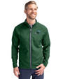 Tulane Green Wave Cutter & Buck Adapt Eco Knit Hybrid Recycled Mens Full Zip Jacket Hunter Green Front