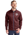 Texas A&M Aggies Cutter & Buck Adapt Eco Knit Hybrid Recycled Mens Full Zip Jacket Bordeaux Front