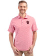 St Johns Red Storm Cutter & Buck Virtue Eco Pique Botanical Print Recycled Mens Polo Red Front