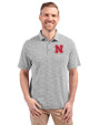 Nebraska Cornhuskers Cutter & Buck Virtue Eco Pique Botanical Print Recycled Mens Polo Black Front