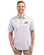 Purdue Boilermakers Cutter & Buck Virtue Eco Pique Botanical Print Recycled Mens Polo Polished Medium Gray Front