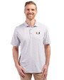 Miami Hurricanes Cutter & Buck Virtue Eco Pique Botanical Print Recycled Mens Polo Polished Medium Gray Front