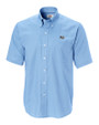 Jackson State Tigers Cutter & Buck Epic Easy Care Nailshead Mens Big and Tall Short Sleeve Dress Shirt Atlas Light Blue Mannequin