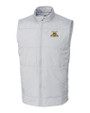 North Carolina A&T Aggies Cutter & Buck Stealth Hybrid Quilted Mens Windbreaker Vest Polished Medium Gray Mannequin