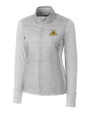 North Carolina A&T Aggies Cutter & Buck Stealth Hybrid Quilted Womens Full Zip Windbreaker Jacket Polished Medium Gray Mannequin