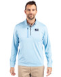 Jackson State Tigers Cutter & Buck Stealth Heathered Quarter Zip Mens Pullover Atlas Light Blue Front