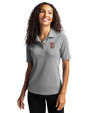 Stanford Cardinal - Cutter & Buck Virtue Eco Pique Recycled Womens Polo Polished Medium Gray Front