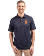 Syracuse Orange Cutter & Buck Virtue Eco Pique Tile Print Recycled Mens Polo Navy Blue Front