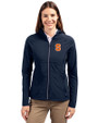 Syracuse Orange Cutter & Buck Adapt Eco Knit Hybrid Recycled Womens Full Zip Jacket Navy Blue Front