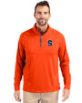 Syracuse Orange Cutter & Buck Adapt Eco Knit Stretch Recycled Mens Quarter Zip Pullover College Orange Front