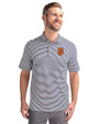 Syracuse Orange Cutter & Buck Virtue Eco Pique Stripe Recycled Mens Polo Navy Blue Front