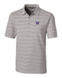 Washington Huskies Cutter & Buck Forge Epic Confidence Recycled Heathered Stripe Stretch Mens Polo Polished Medium Gray Mannequin
