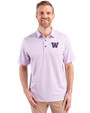 Washington Huskies Cutter & Buck Pike Double Dot Print Stretch Mens Polo College Purple Front