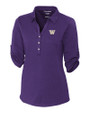 Washington Huskies Cutter & Buck Womens Elbow-Sleeve Thrive Polo College Purple Mannequin