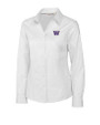 Washington Huskies Cutter & Buck Epic Easy Care Fine Twill Womens Long Sleeve Dress Shirt White Mannequin