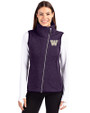 Washington Huskies Cutter & Buck Mainsail Sweater-Knit Womens Full Zip Asymmetrical Vest College Purple Heather Front