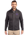 Washington Huskies Cutter & Buck Mainsail Sweater-Knit Mens Full Zip Jacket Charcoal Heather Front