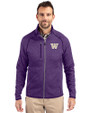 Washington Huskies Cutter & Buck Mainsail Sweater-Knit Mens Full Zip Jacket College Purple Heather Front