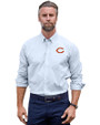 Chicago Bears Cutter & Buck Stretch Oxford Stripe Mens Long Sleeve Dress Shirt Light Blue Front