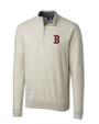 Boston Red Sox Cutter & Buck Lakemont Tri-Blend Mens Quarter Zip Pullover Sweater Oatmeal Heather Mannequin