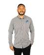 Detroit Lions Cutter & Buck Versatech Multi Check Stretch Mens Long Sleeve Dress Shirt Black Front