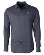 Chicago Bears Cutter & Buck Versatech Geo Dobby Stretch Mens Big and Tall Long Sleeve Dress Shirt Liberty Navy Mannequin