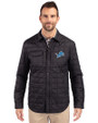 Detroit Lions Cutter & Buck Rainier PrimaLoft® Mens Big and Tall Eco Insulated Quilted Shirt Jacket Black Front