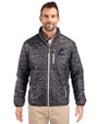 Miami Marlins Cutter & Buck Rainier PrimaLoft® Mens Eco Insulated Full Zip Printed Puffer Jacket Black Front