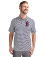 Boston Red Sox Cutter & Buck Virtue Eco Pique Stripe Recycled Mens Big and Tall Polo Navy Blue Front