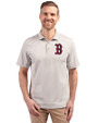 Boston Red Sox Cutter & Buck Virtue Eco Pique Stripe Recycled Mens Big and Tall Polo Polished Medium Gray Front