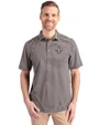 New Orleans Saints Cutter & Buck Virtue Recycled Stripe Featherlight Pique Mens Big & Tall Polo Black Front