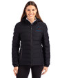 Miami Marlins Cutter & Buck Mission Ridge Repreve® Eco Insulated Womens Puffer Jacket Black Front