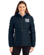 New York Giants Cutter & Buck Mission Ridge Repreve® Eco Insulated Womens Puffer Jacket Navy Blue Front