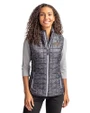 James Madison Dukes Cutter & Buck Rainier PrimaLoft® Womens Eco Insulated Full Zip Printed Puffer Vest Black Front