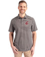 Washington State Cougars Cutter & Buck Virtue Eco Pique Stripe Recycled Mens Big and Tall Polo Black Front