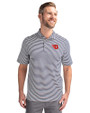 Dayton Flyers Cutter & Buck Virtue Eco Pique Stripe Recycled Mens Big and Tall Polo Navy Blue Front