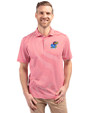 Kansas Jayhawks Cutter & Buck Virtue Eco Pique Stripe Recycled Mens Big and Tall Polo Red Front