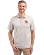 Houston Cougars Cutter & Buck Virtue Eco Pique Stripe Recycled Mens Big and Tall Polo Polished Medium Gray Front