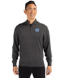 North Carolina Tar Heels Cutter & Buck Lakemont Tri-Blend Mens Big and Tall Quarter Zip Pullover Sweater Charcoal Heather Front