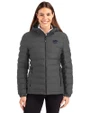 Kansas State Wildcats Cutter & Buck Mission Ridge Repreve® Eco Insulated Womens Puffer Jacket Elemental Grey Front