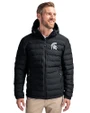 Michigan State Spartans Cutter & Buck Mission Ridge   Repreve® Recycled Insulated Puffer Mens Full Zip Jacket Black Front