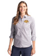 Tennessee Tech Golden Eagles Cutter & Buck Stretch Oxford Stripe Womens Long Sleeve Dress Shirt Charcoal Front