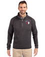 Cleveland Guardians Cutter & Buck Mainsail Sweater-Knit Mens Half Zip Pullover Jacket Charcoal Heather Front