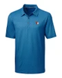 Cleveland Guardians Cutter & Buck Pike Mini Pennant Print Stretch Mens Big and Tall Polo Liberty Navy Mannequin